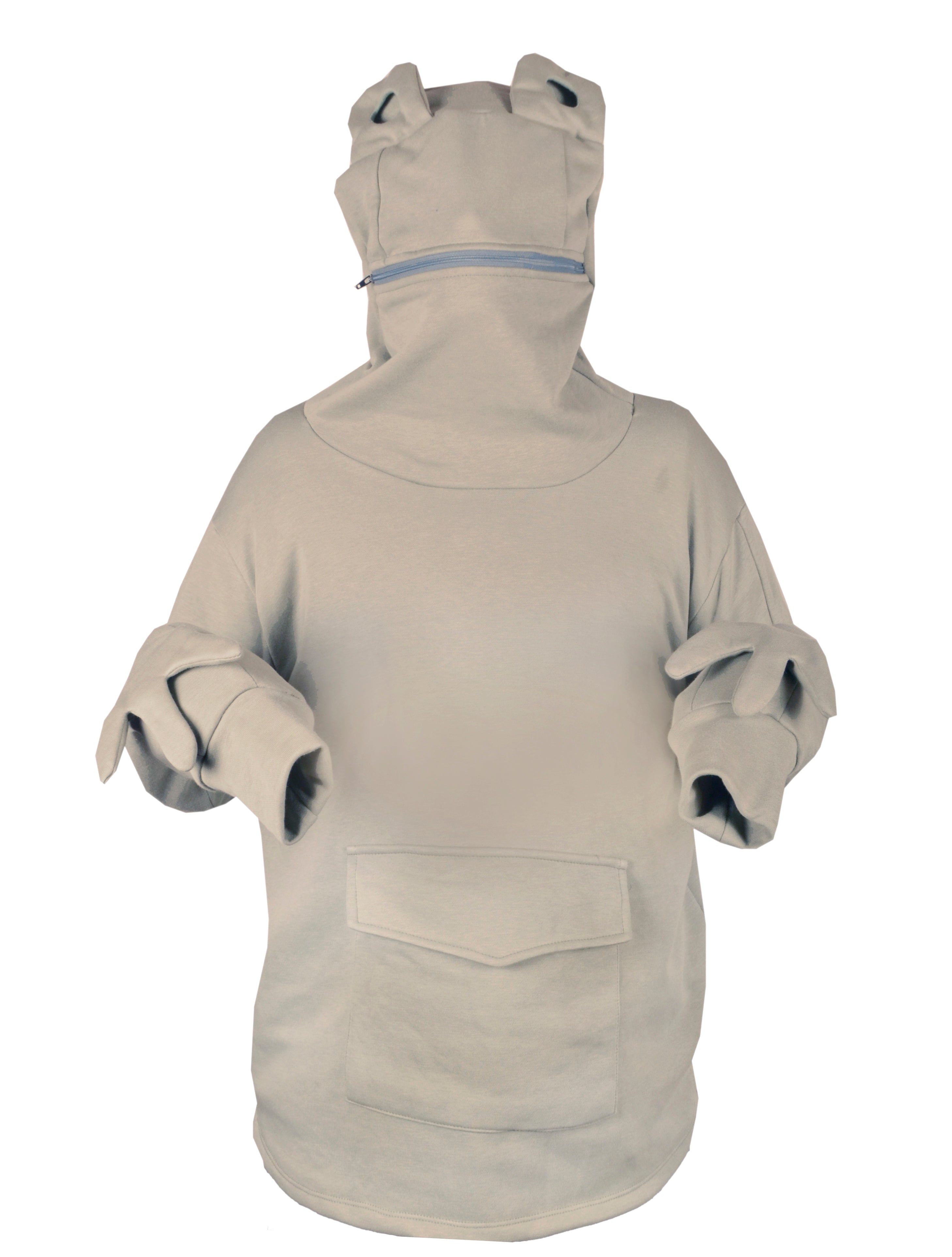 Halloween Costume Funny Women Frog Hoodie Zipper Mouth Sweatshirt